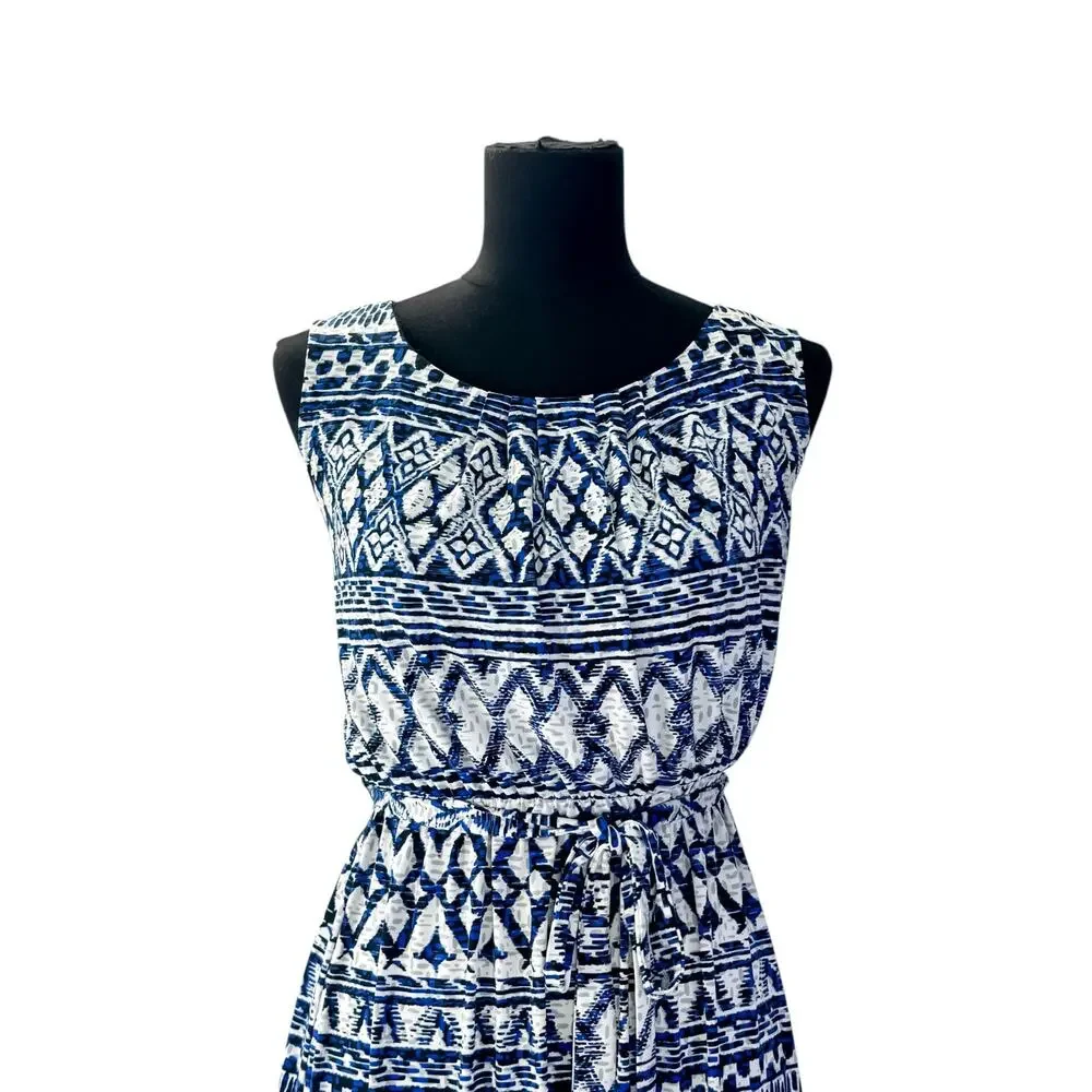 Enfocus Studio Blue Geometric Maxi Sheath Dress Size 10 - Picture 6 of 9